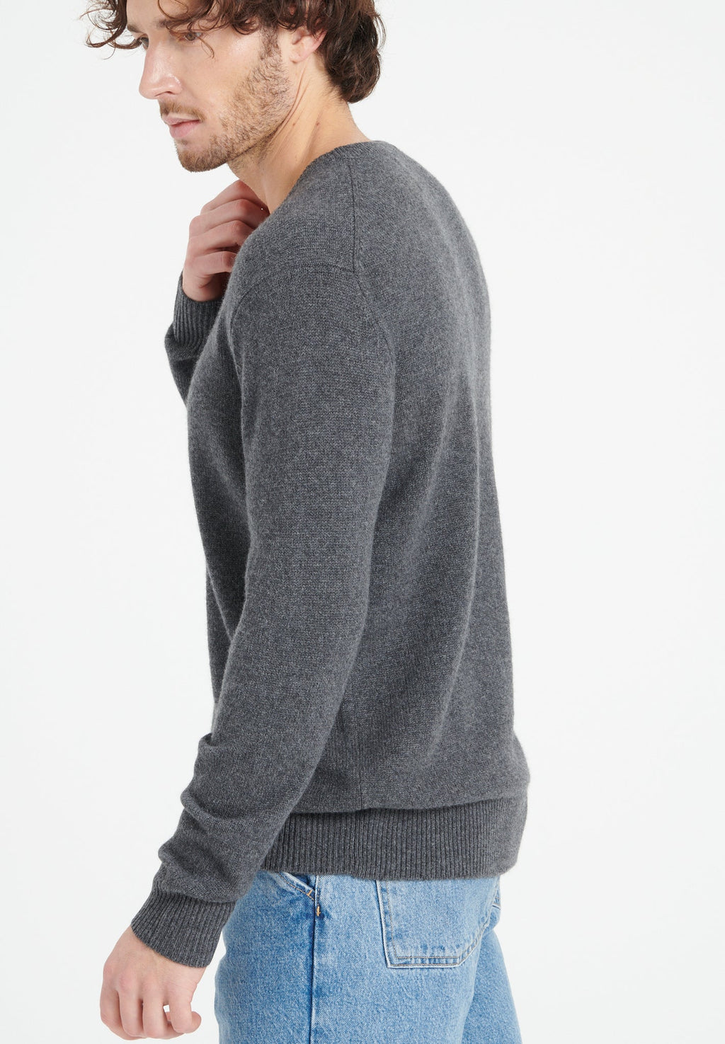 LUKE 14 4-thread cashmere round-neck sweater charcoal grey