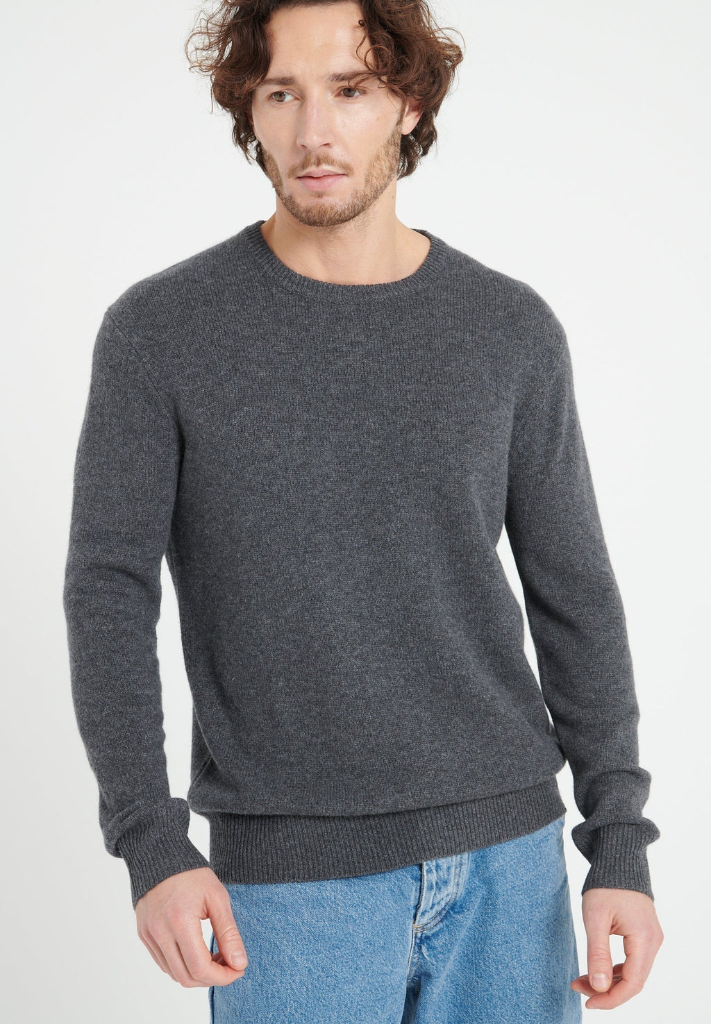 LUKE 14 4-thread cashmere round-neck sweater charcoal grey