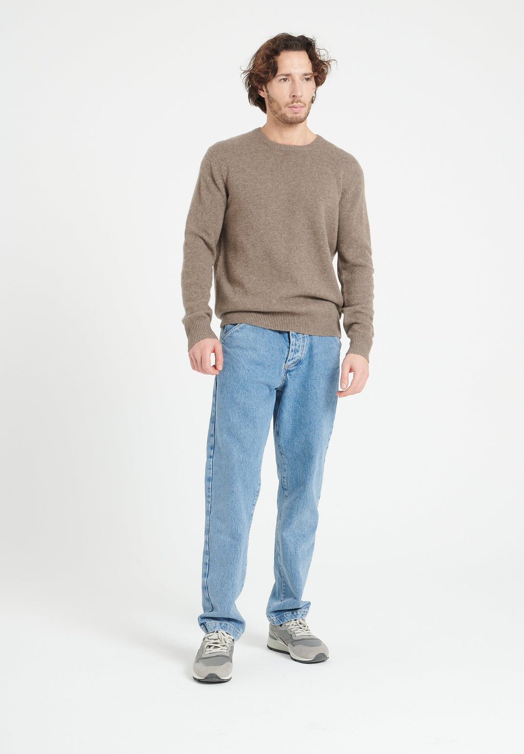 LUKE 14 4-thread cashmere round-neck sweater in taupe