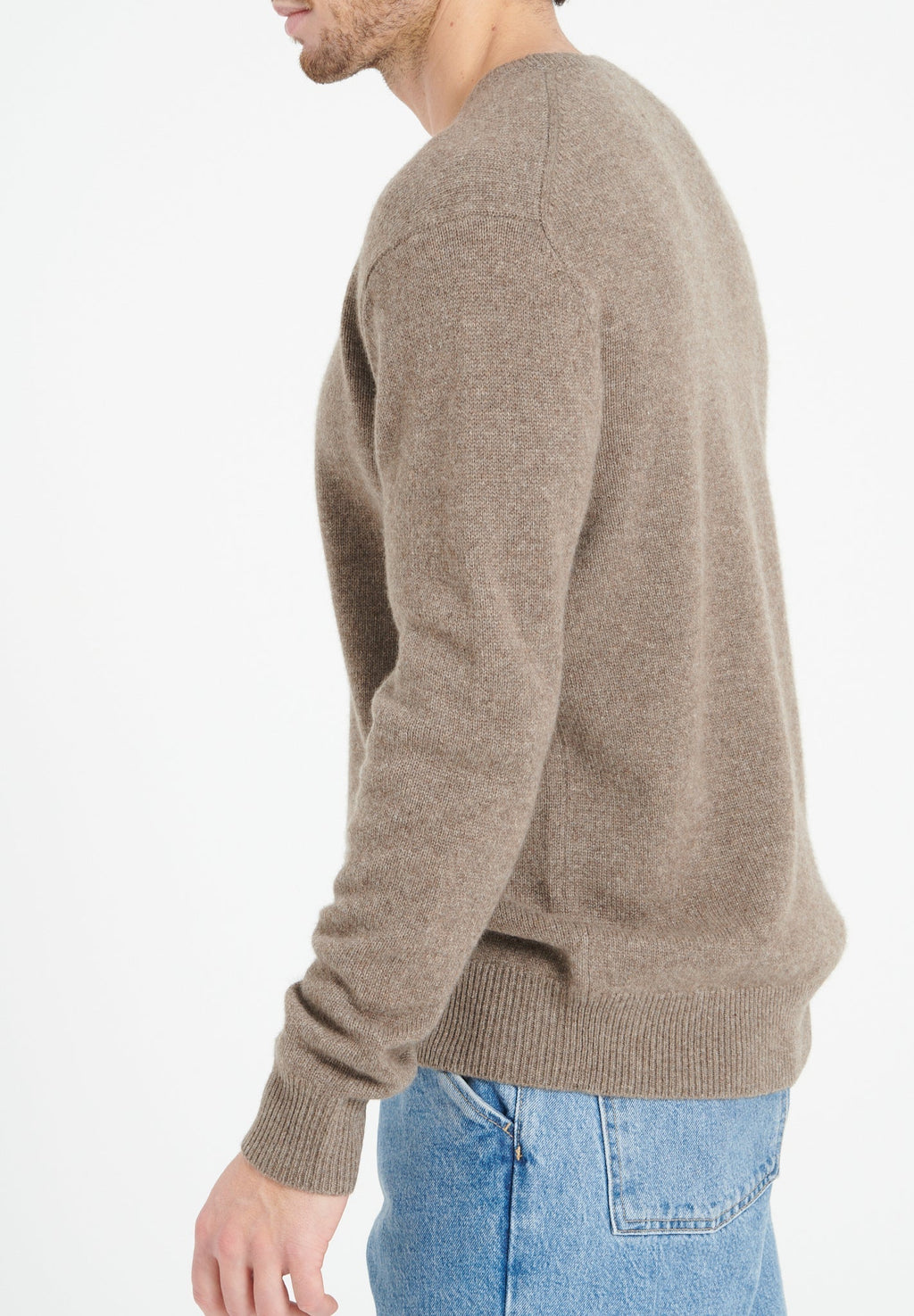 LUKE 14 4-thread cashmere round-neck sweater in taupe