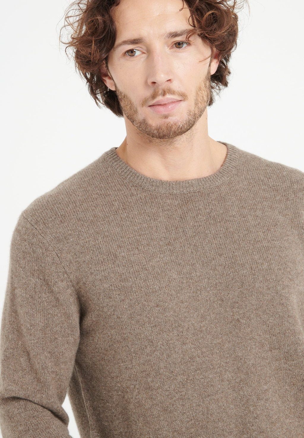 LUKE 14 4-thread cashmere round-neck sweater in taupe