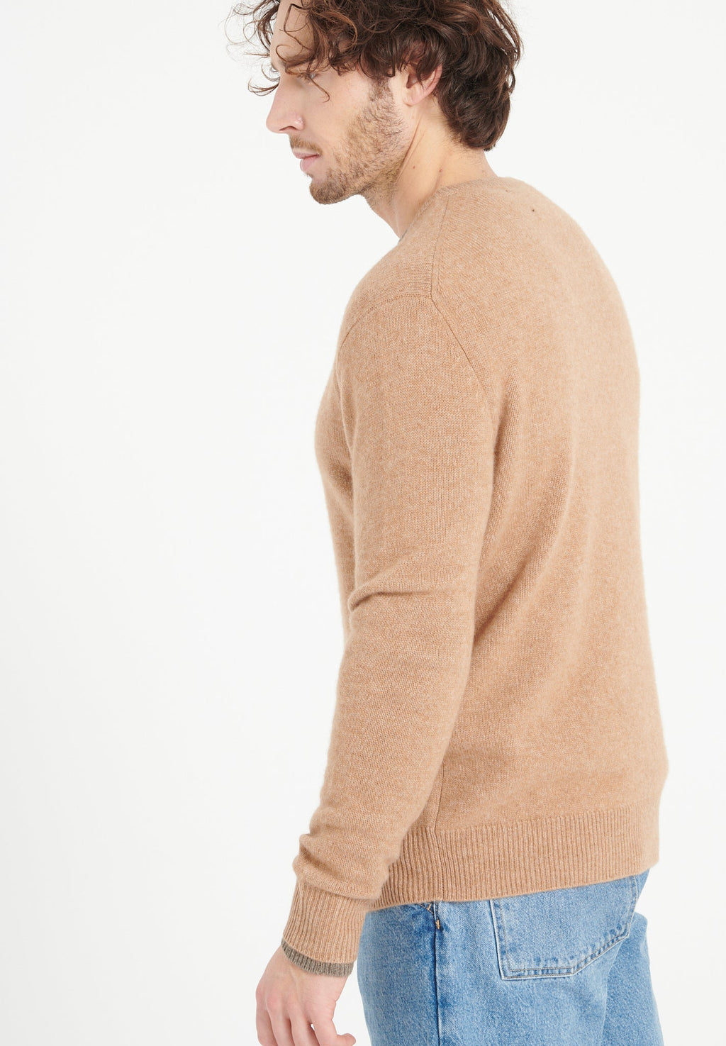 LUKE 14 Camel 4-thread cashmere round-neck sweater