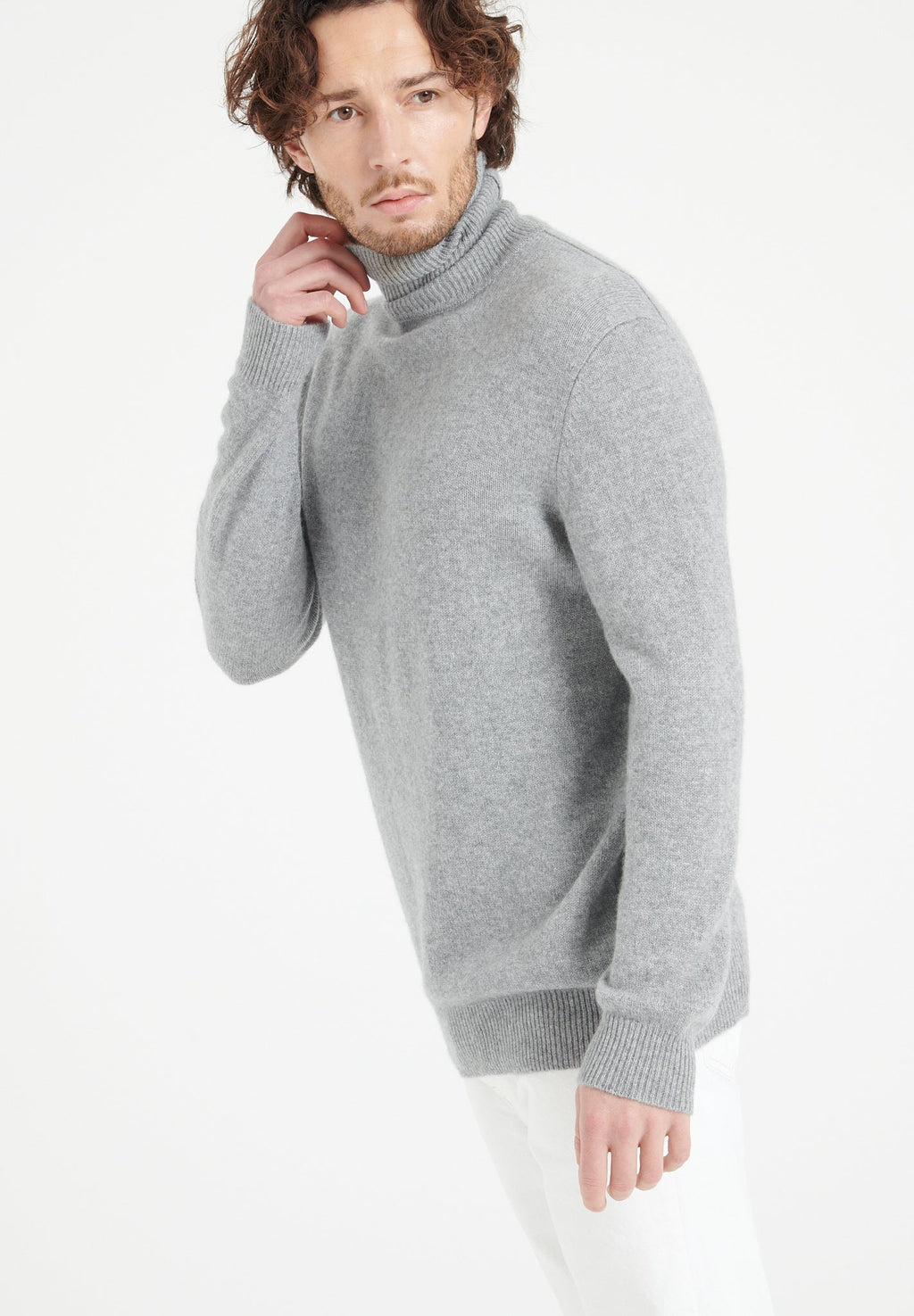 LUKE 15 4-thread cashmere turtleneck sweater light grey