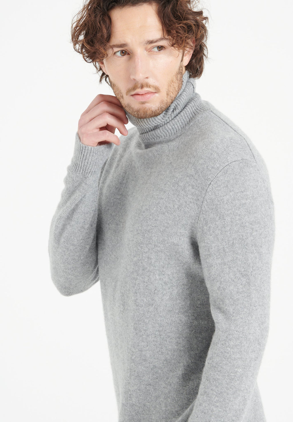 LUKE 15 4-thread cashmere turtleneck sweater light grey