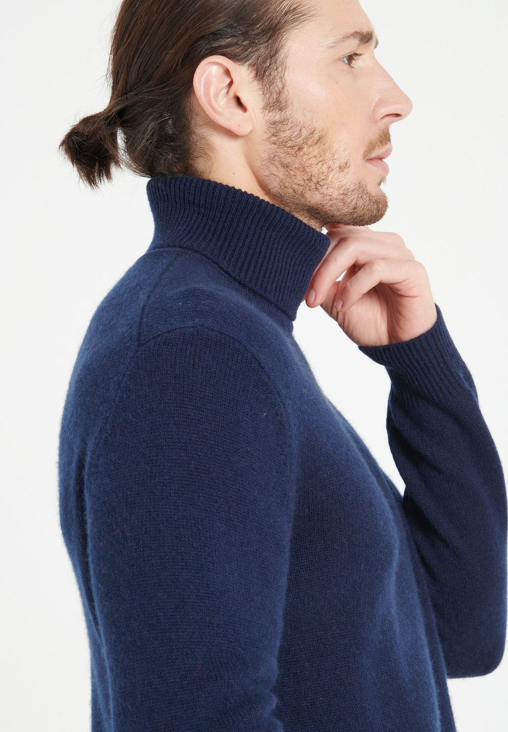 LUKE 15 4-thread cashmere turtleneck sweater navy blue