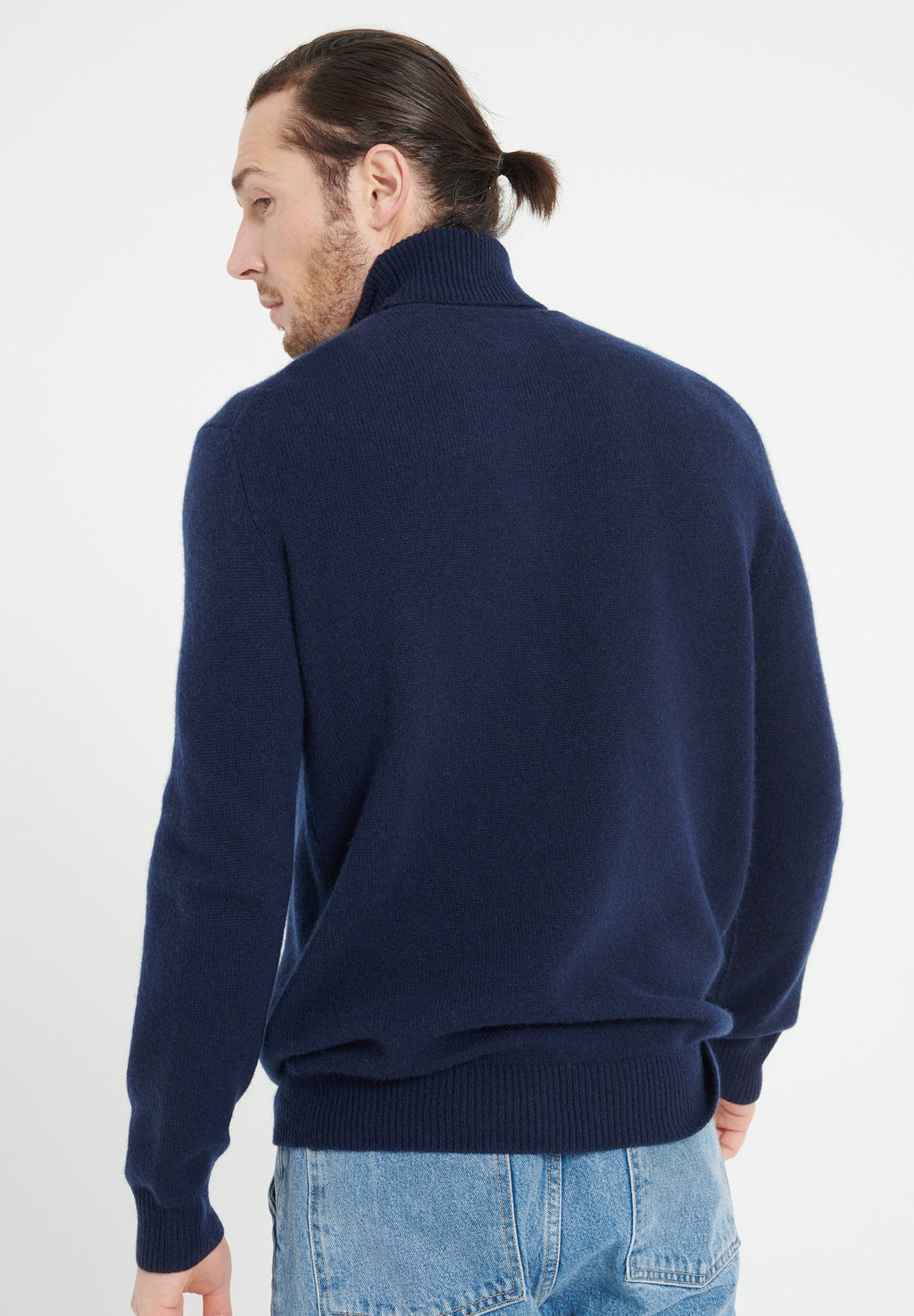 LUKE 15 4-thread cashmere turtleneck sweater navy blue