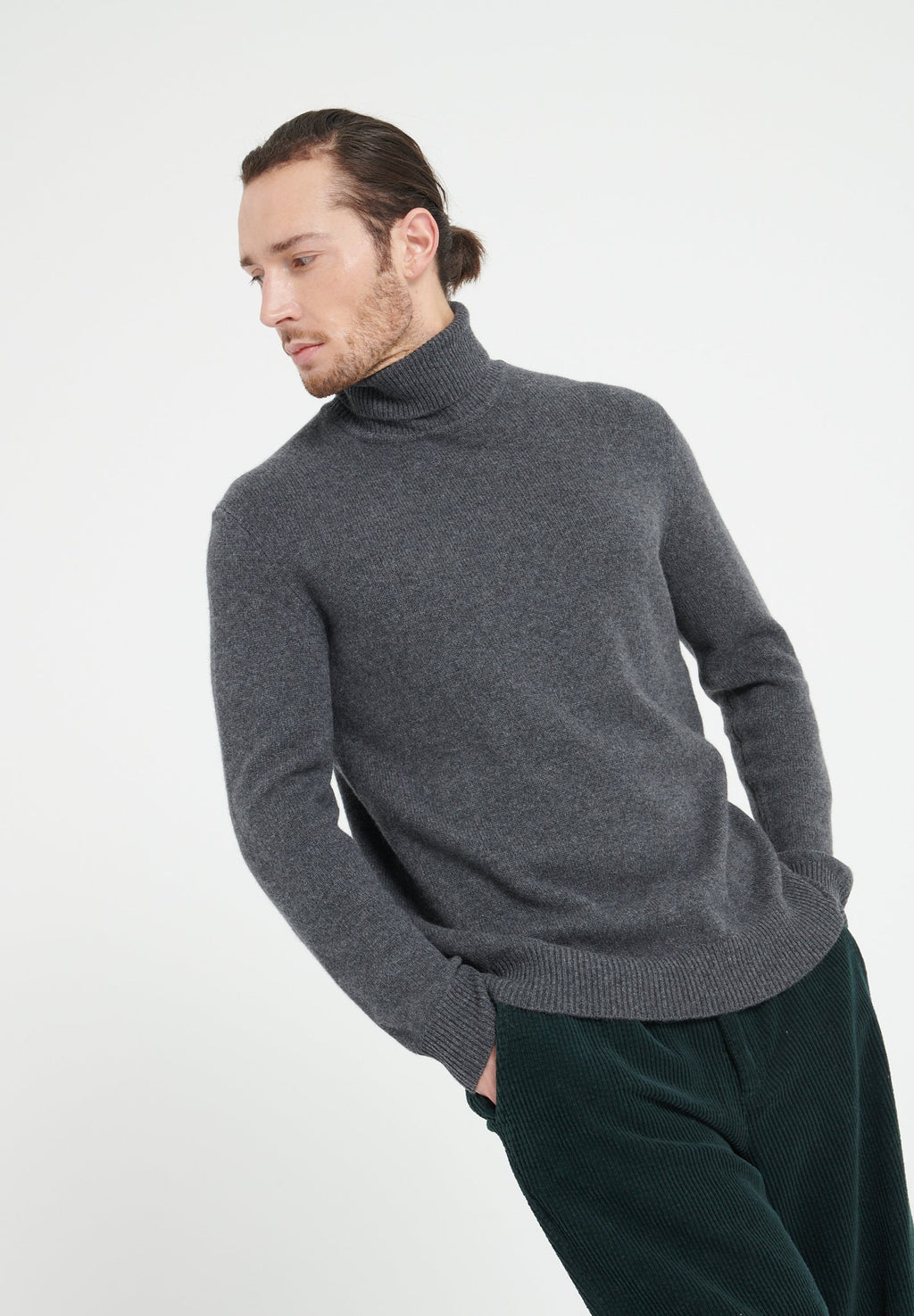 LUKE 15 4-thread cashmere turtleneck sweater charcoal grey