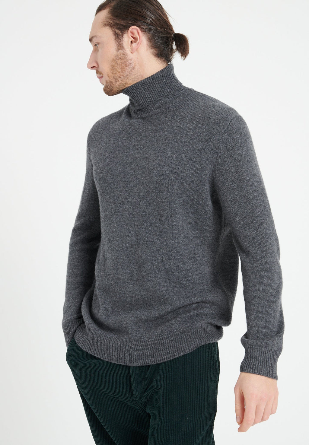 LUKE 15 4-thread cashmere turtleneck sweater charcoal grey