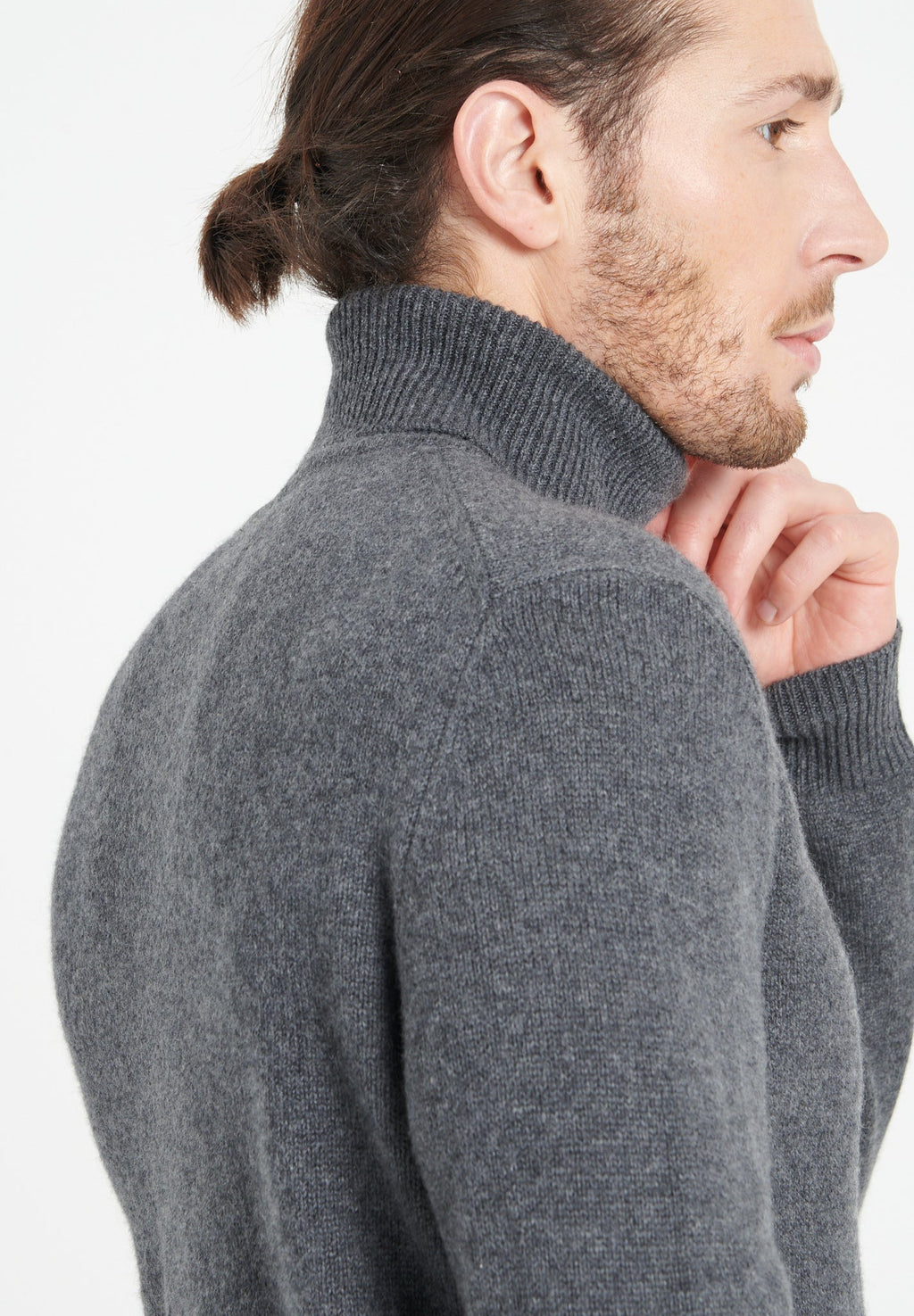 LUKE 15 4-thread cashmere turtleneck sweater charcoal grey