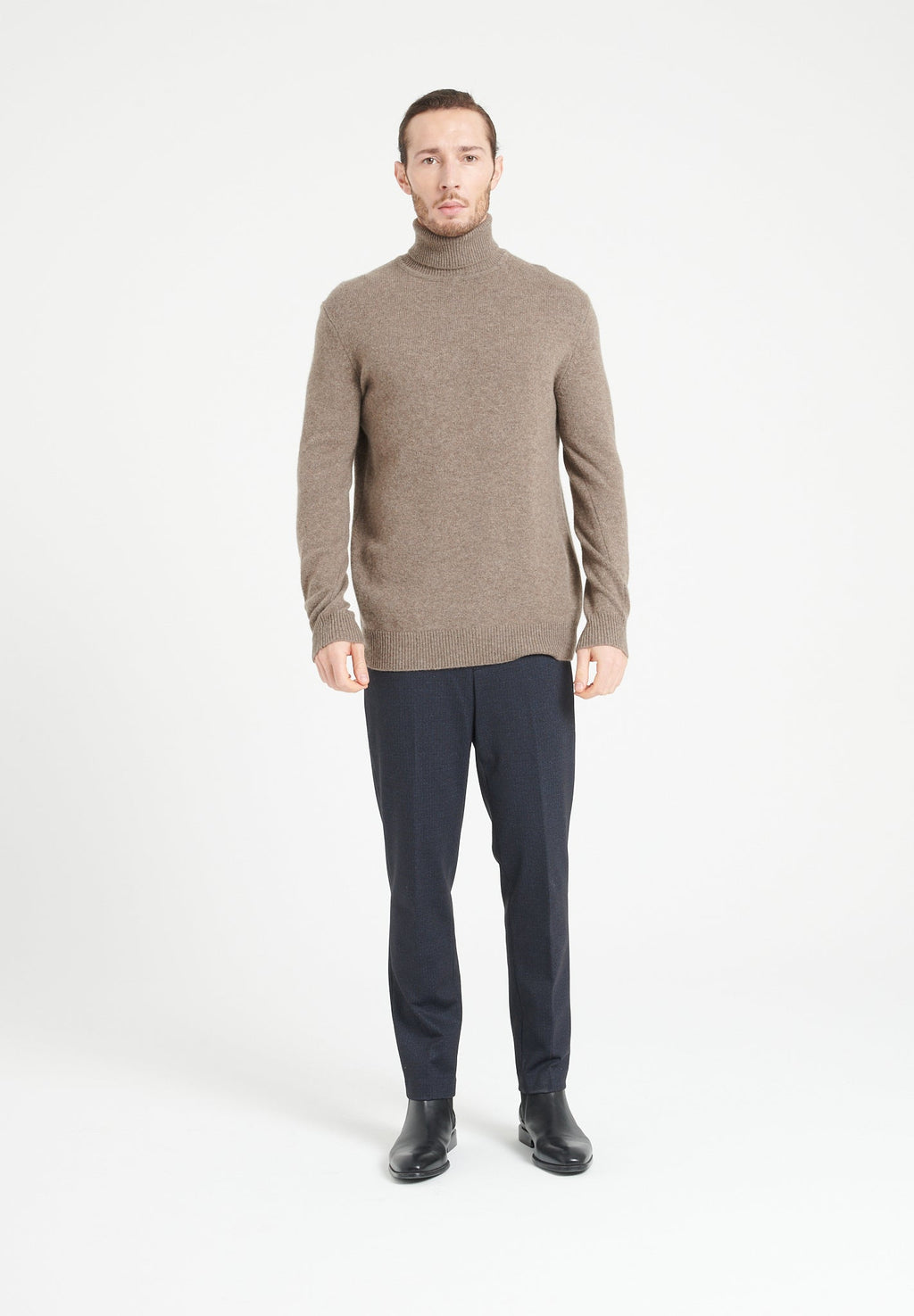 LUKE 15 4-thread cashmere turtleneck sweater in taupe