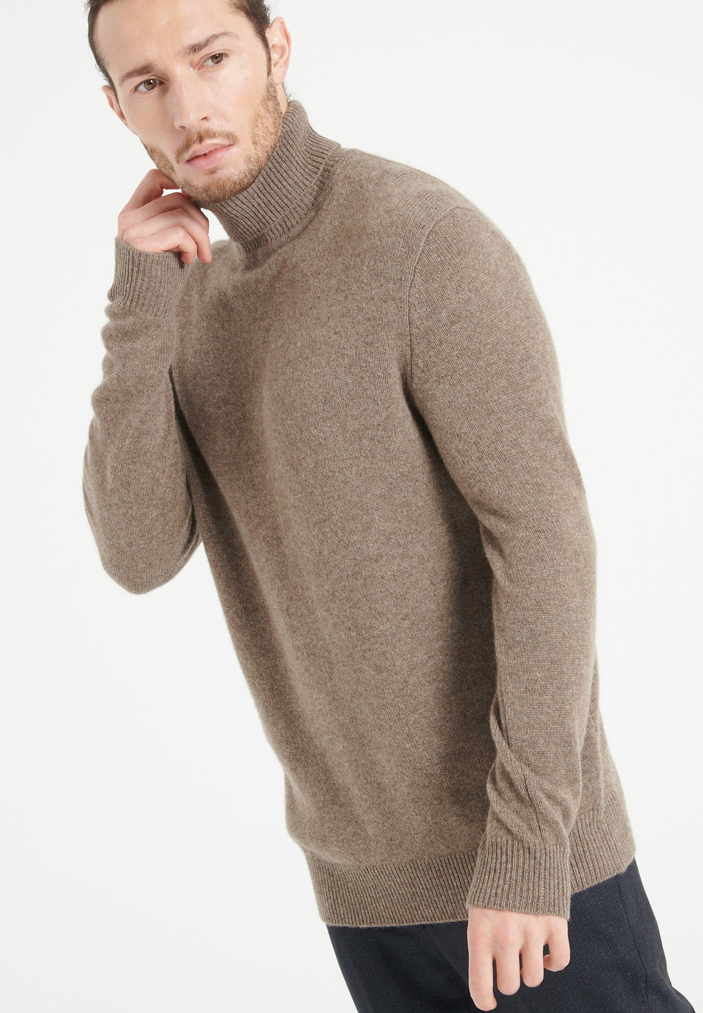 LUKE 15 4-thread cashmere turtleneck sweater in taupe