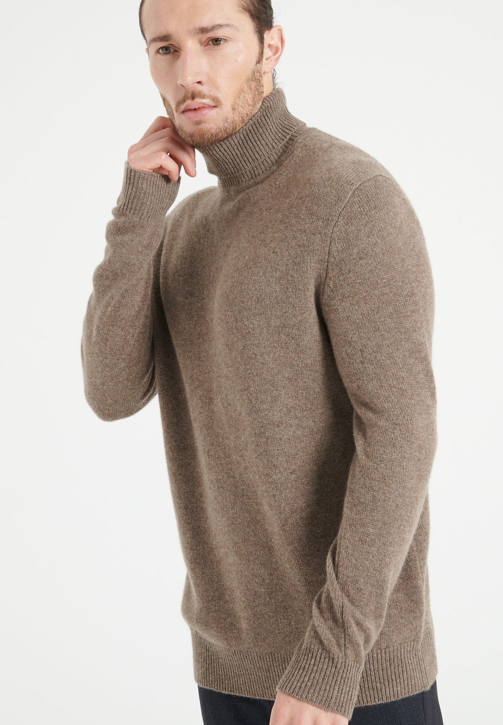 LUKE 15 4-thread cashmere turtleneck sweater in taupe