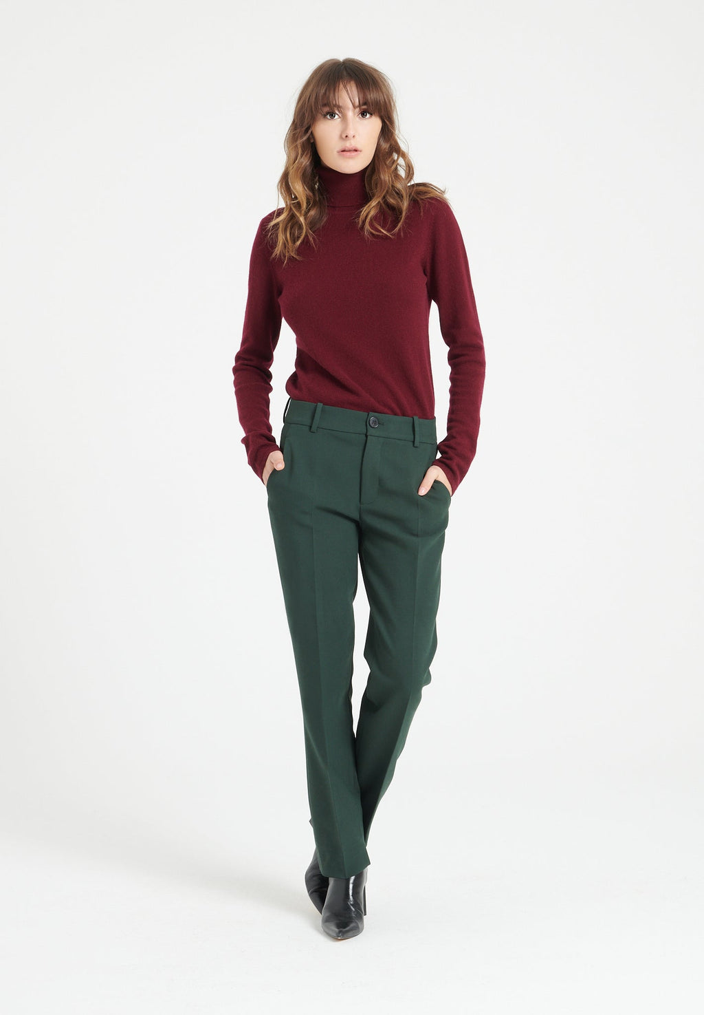 LILLY 3 Cashmere turtleneck sweater in burgundy red