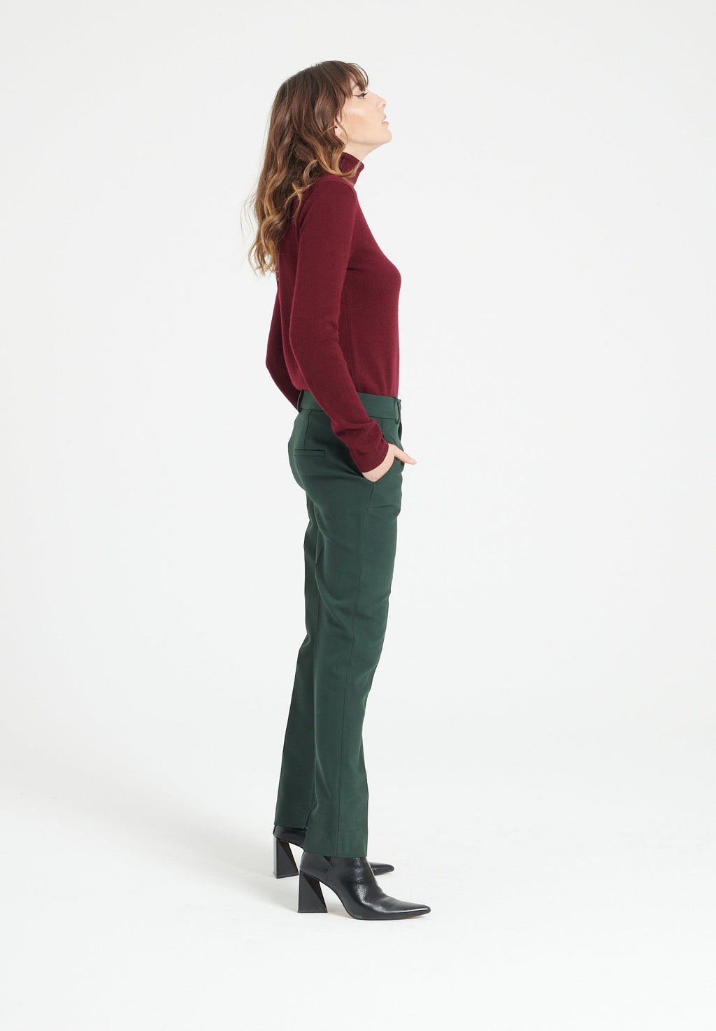 LILLY 3 Cashmere turtleneck sweater in burgundy red