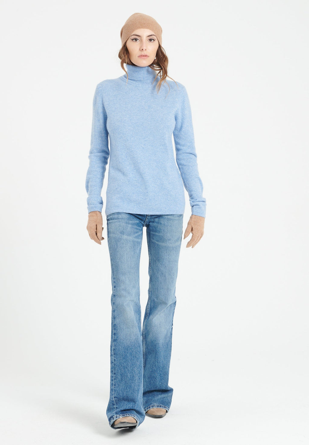 LILLY 3 Light blue cashmere turtleneck sweater