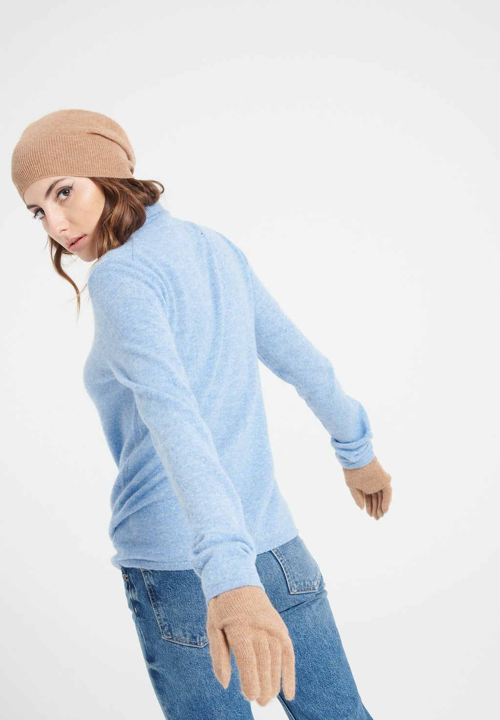 LILLY 3 Light blue cashmere turtleneck sweater