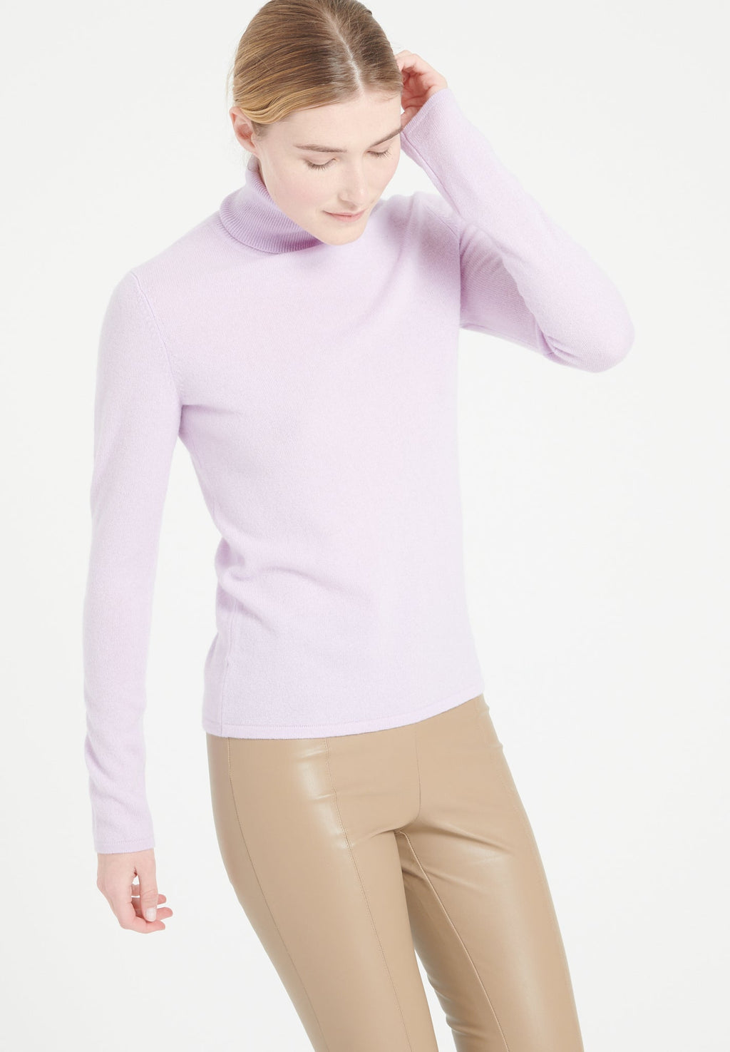 LILLY 3 Lilac cashmere turtleneck sweater