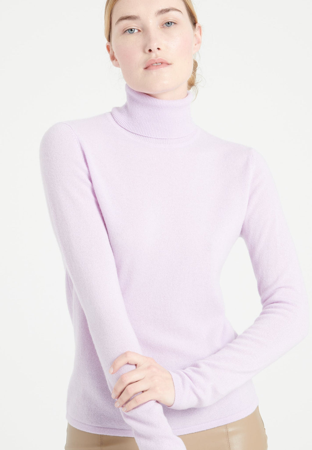 LILLY 3 Lilac cashmere turtleneck sweater