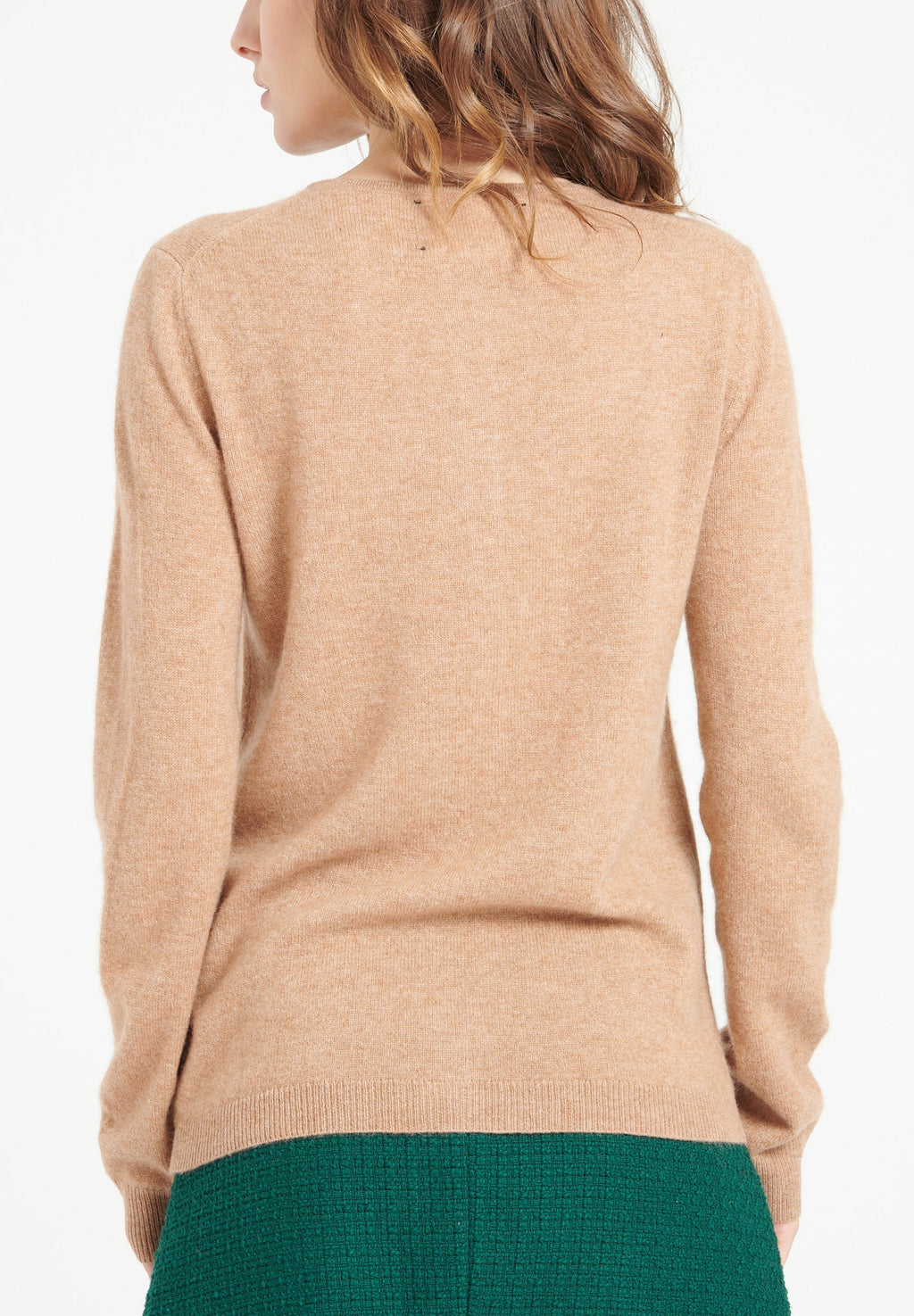 LILLY 4 Round-neck cashmere cardigan in camel