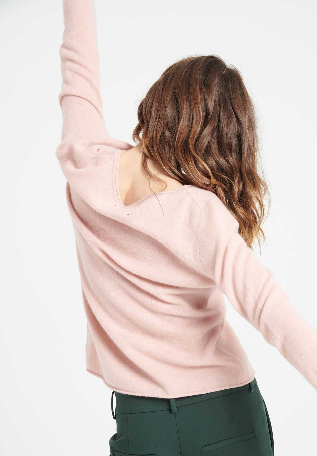 LILLY 5 Cashmere boat-neck sweater in powder pink