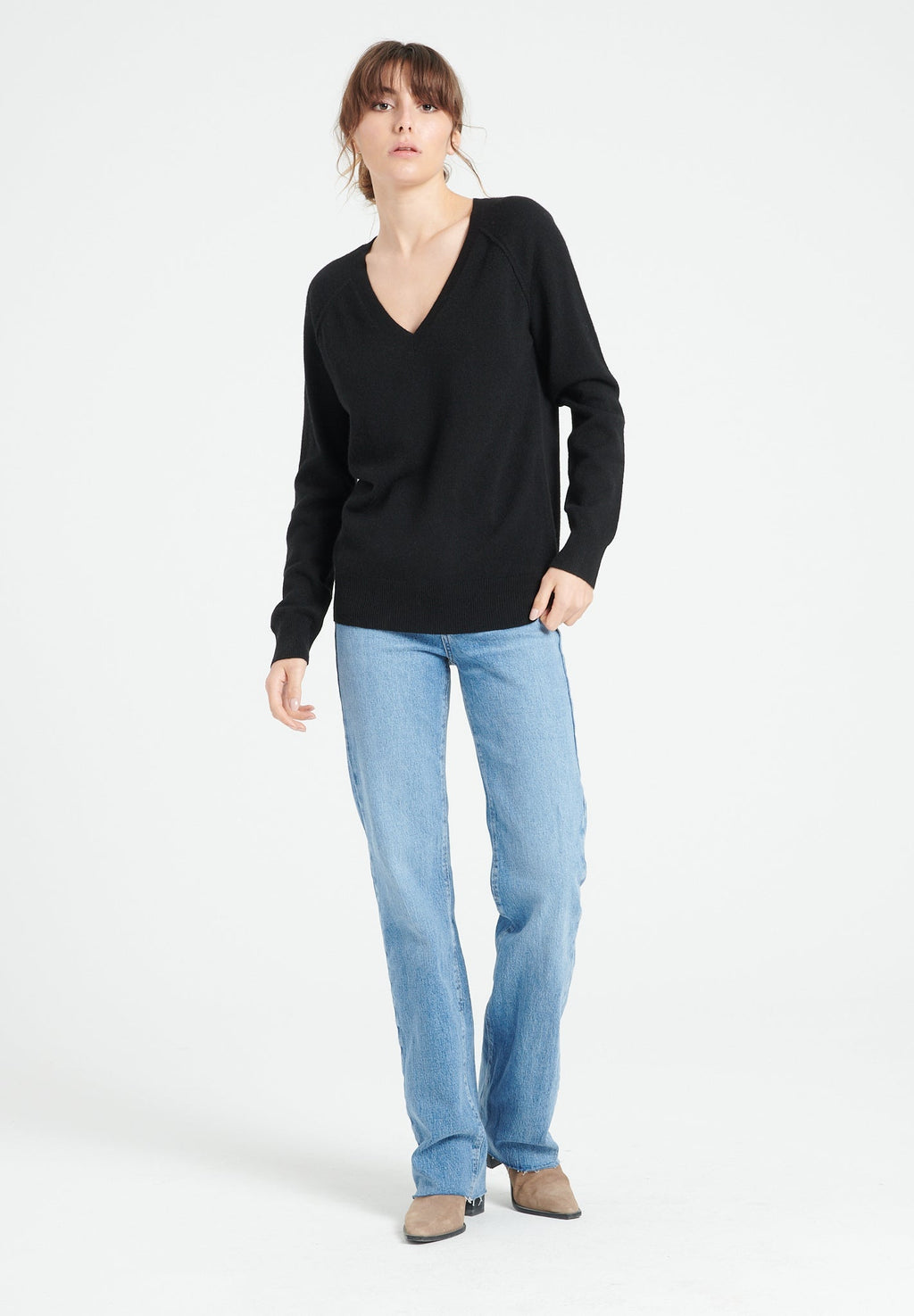 LILLY 6 V-neck cashmere sweater, black