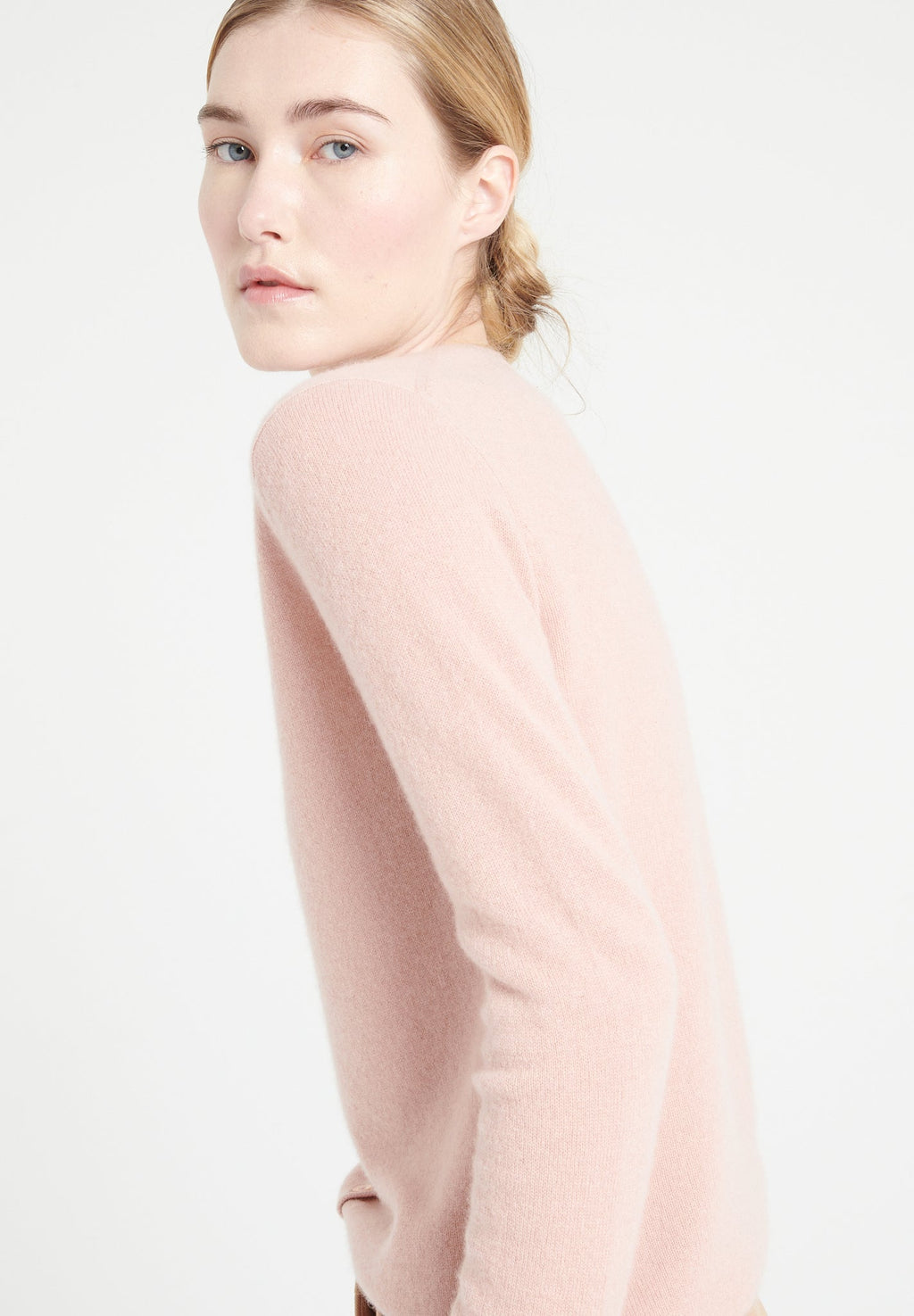 LILLY 7 V-neck cashmere cardigan in powder pink