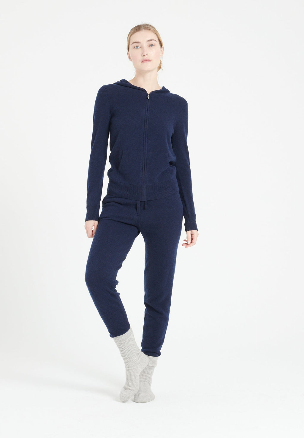 LILLY 8 Zipped cashmere hoodie navy blue