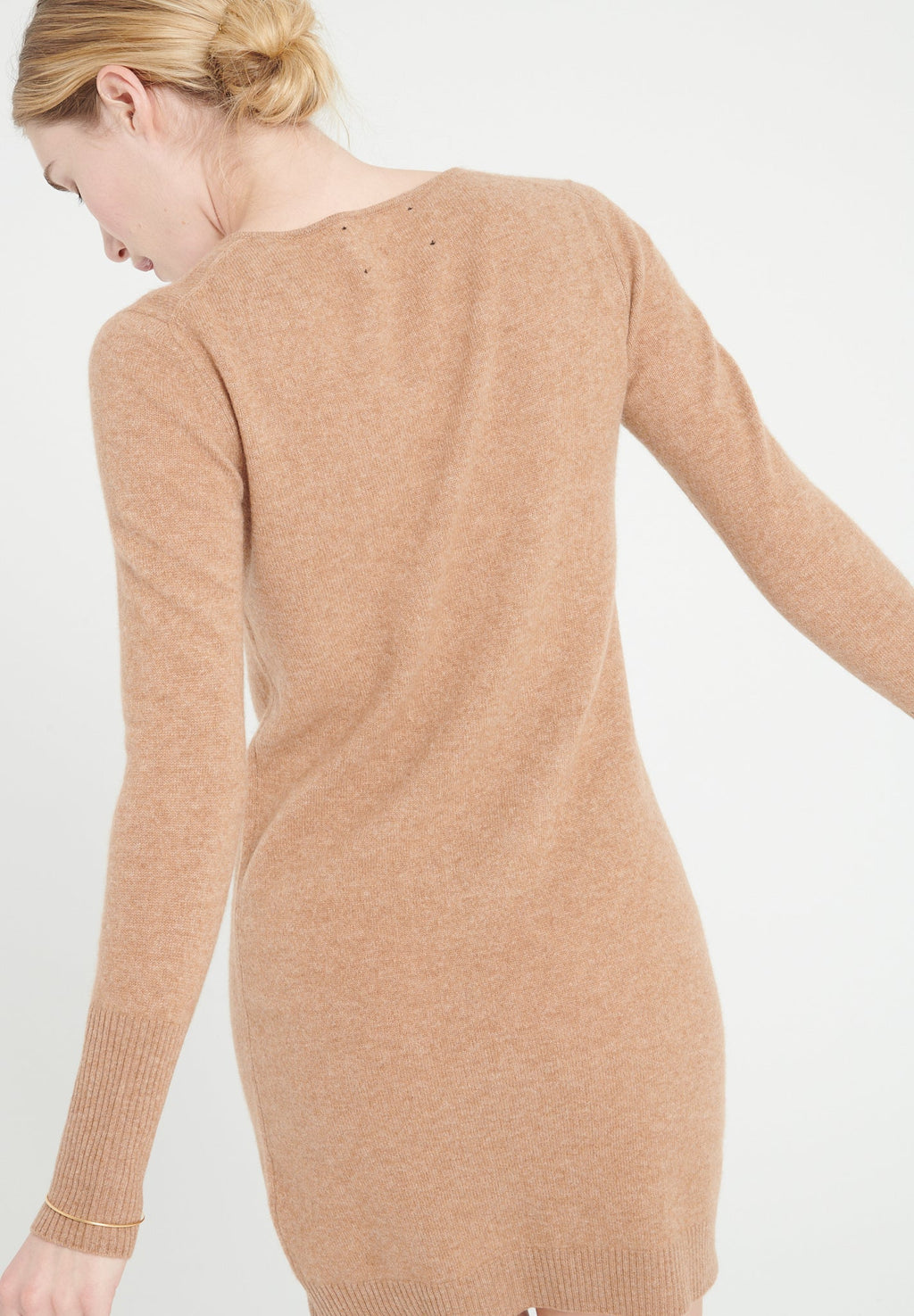 LILLY 12 Camel cashmere round-neck dress