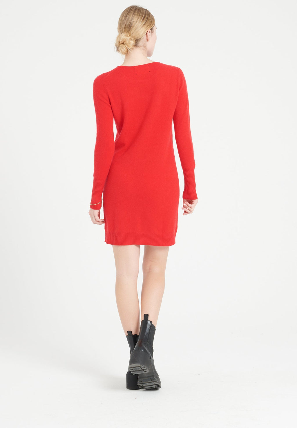 LILLY 12 Red cashmere round-neck dress