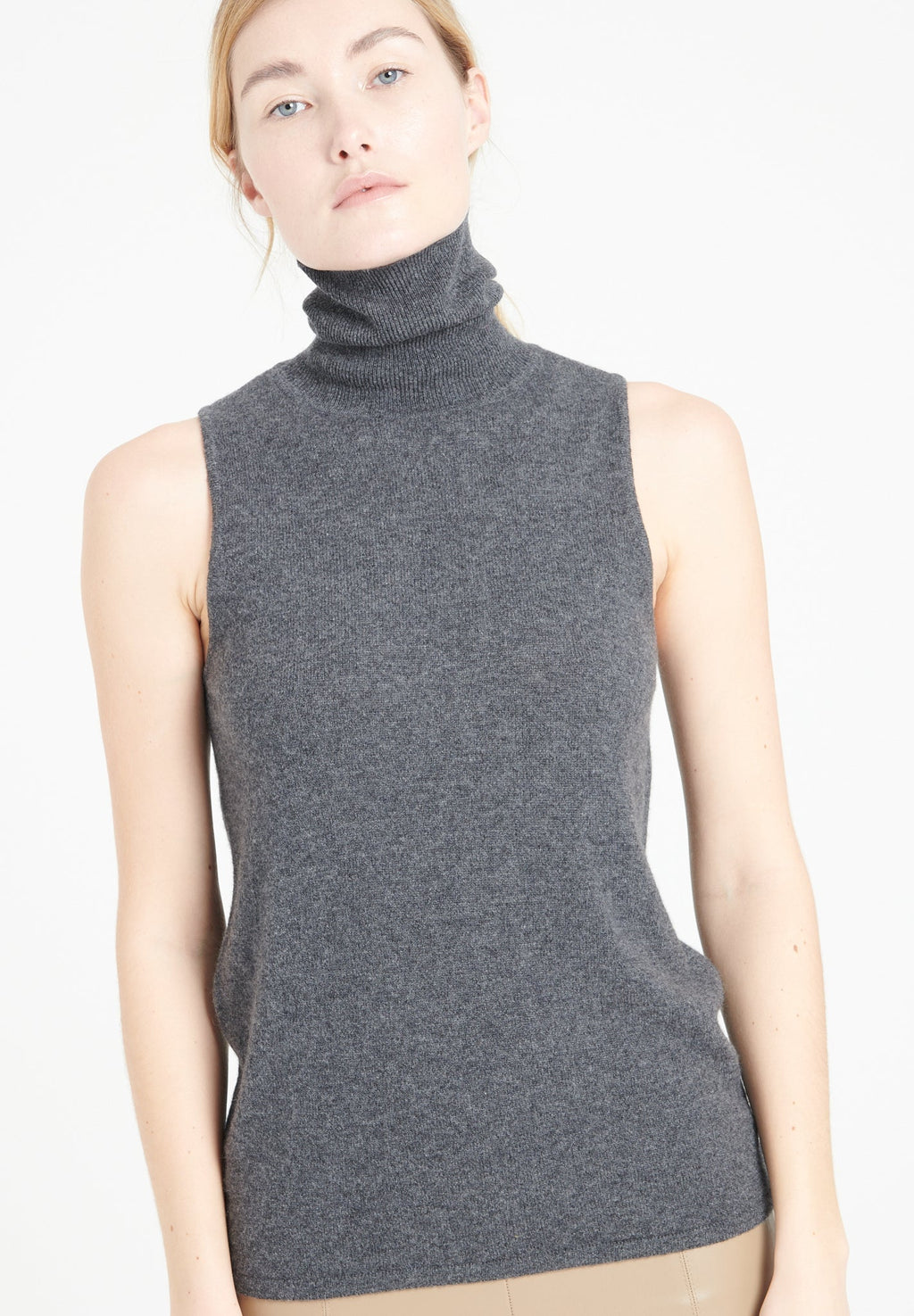 LILLY 13 Sleeveless cashmere turtleneck sweater anthracite grey