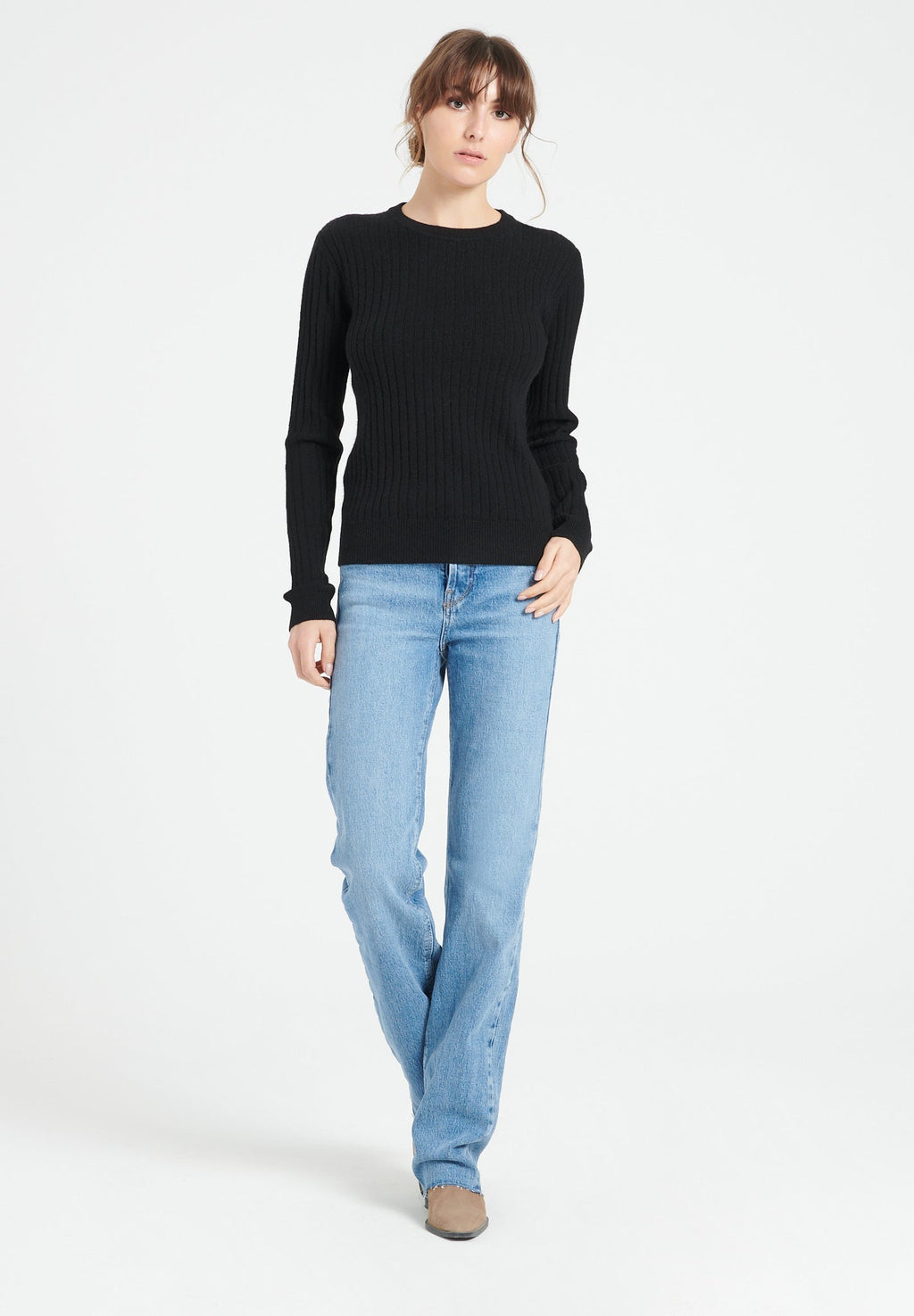 LILLY 16 Cashmere rib-knit round-neck sweater black