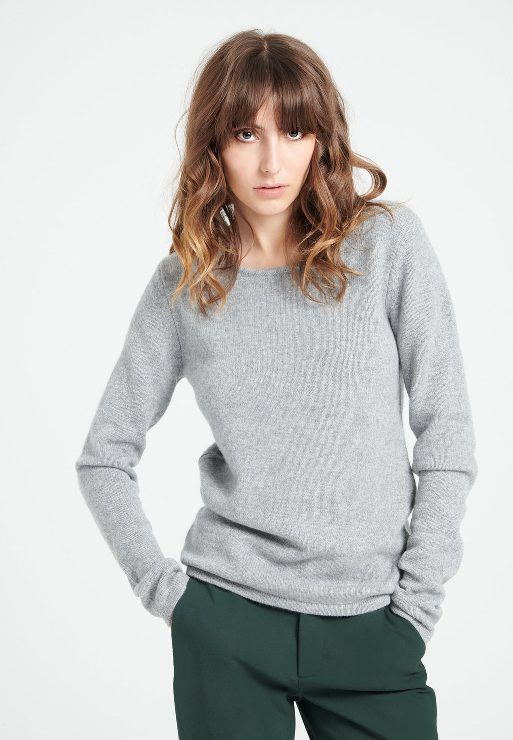 LILLY 18 4-thread cashmere boat-neck sweater light grey