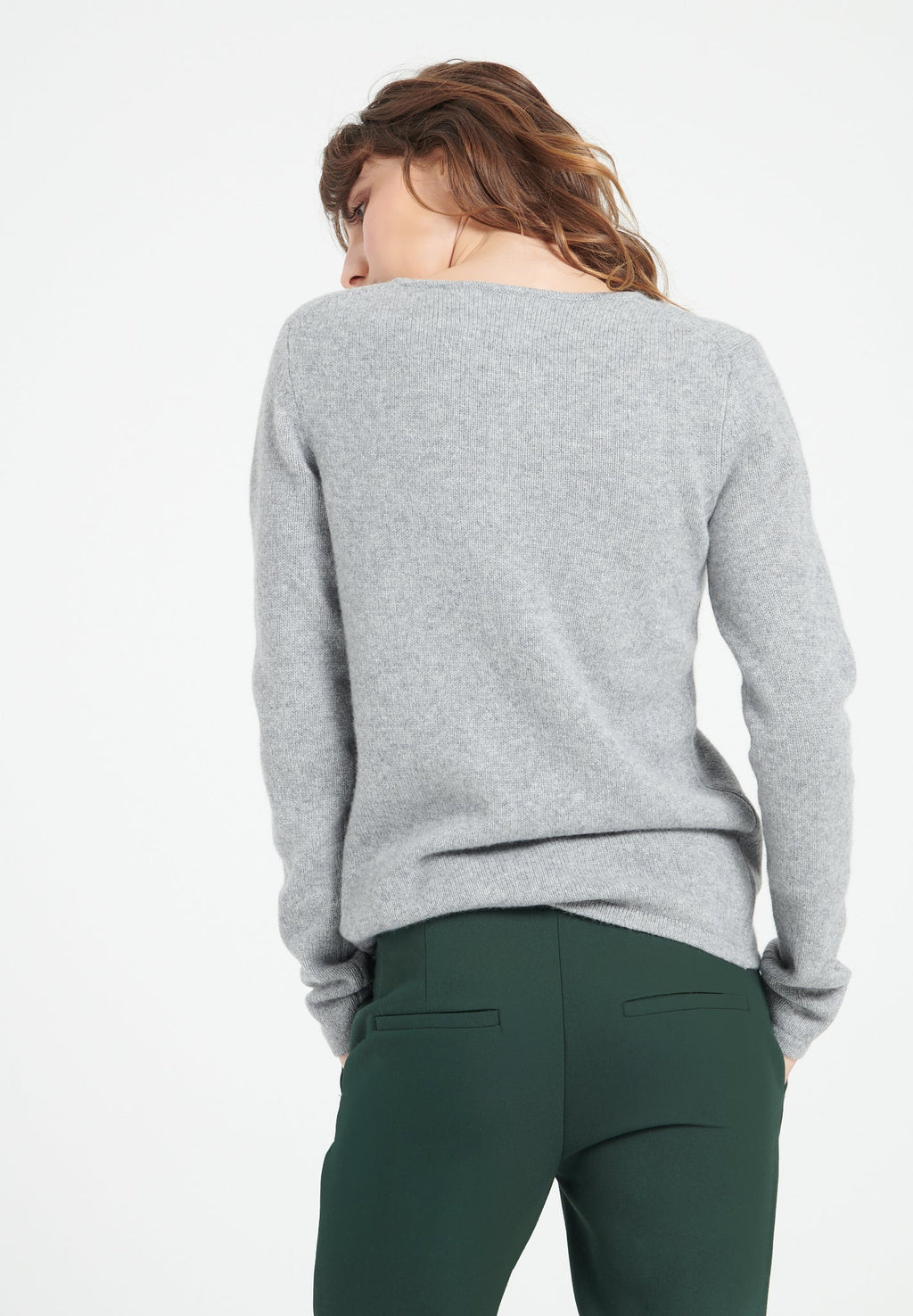 LILLY 18 4-thread cashmere boat-neck sweater light grey