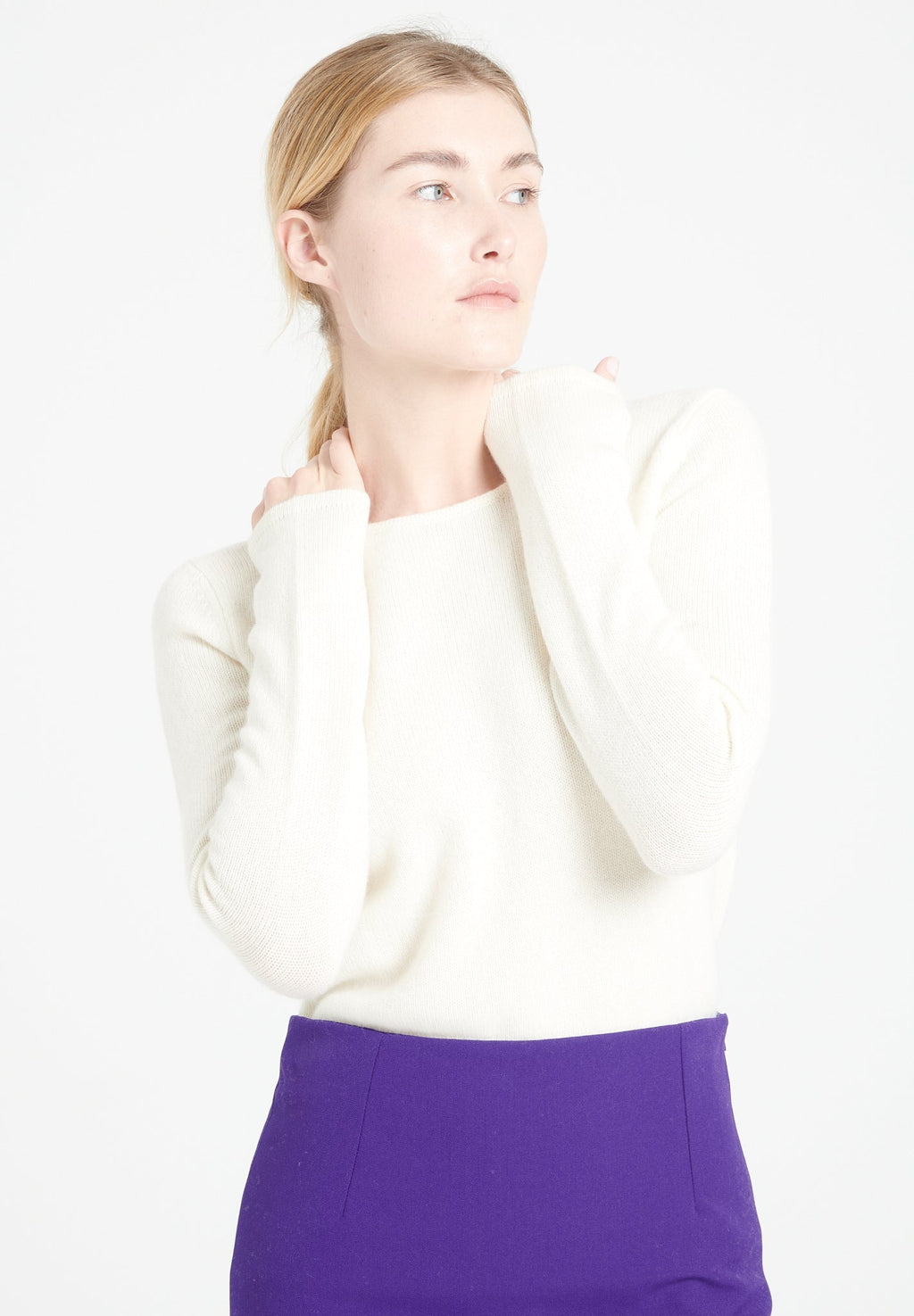 LILLY 18 4-thread cashmere boat-neck sweater ecru white