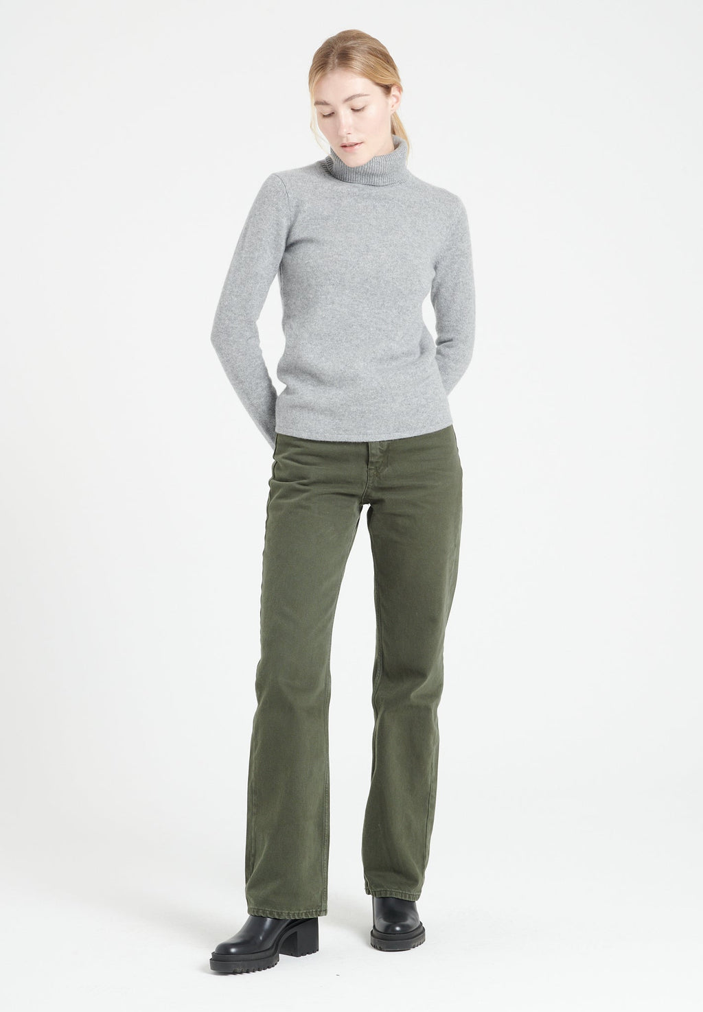 LILLY 19 4-thread cashmere turtleneck sweater light grey