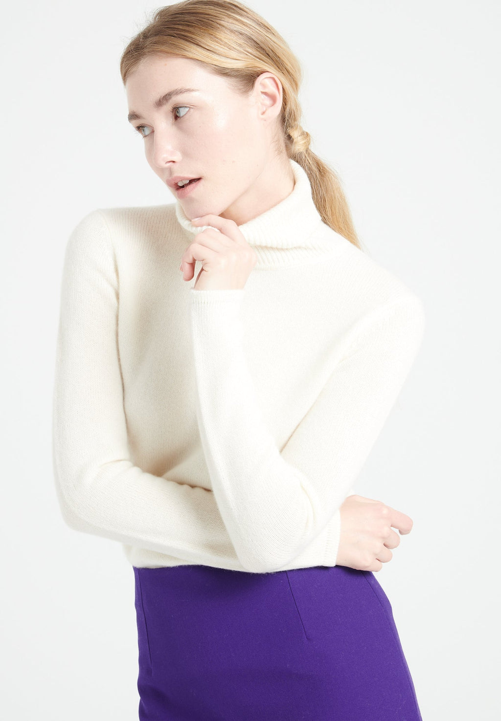 LILLY 19 4-thread cashmere turtleneck sweater ecru white