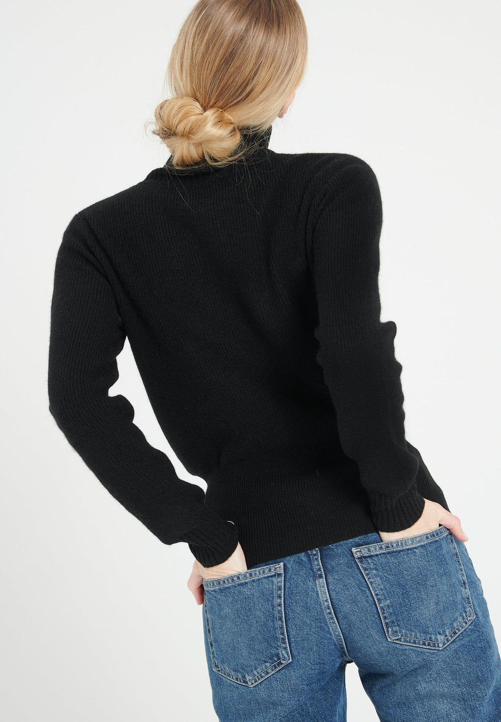 LILLY 21 Cashmere rib knit turtleneck sweater black