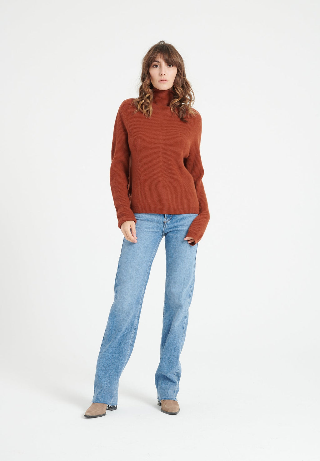 LILLY 26 Terracotta cashmere turtleneck sweater