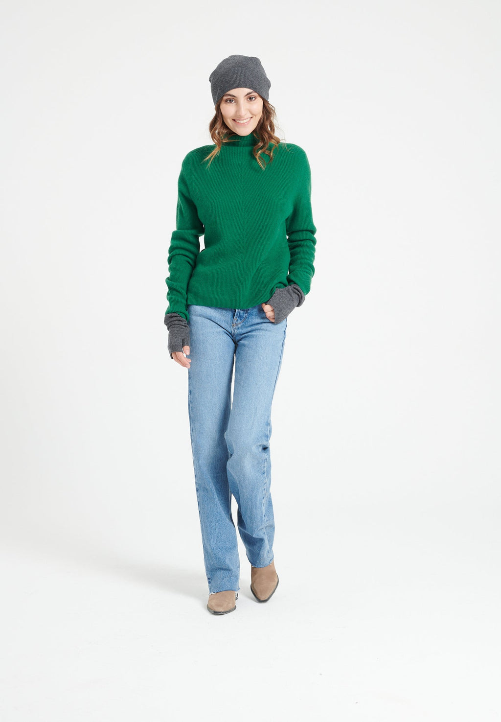 LILLY 26 Emerald green cashmere turtleneck sweater