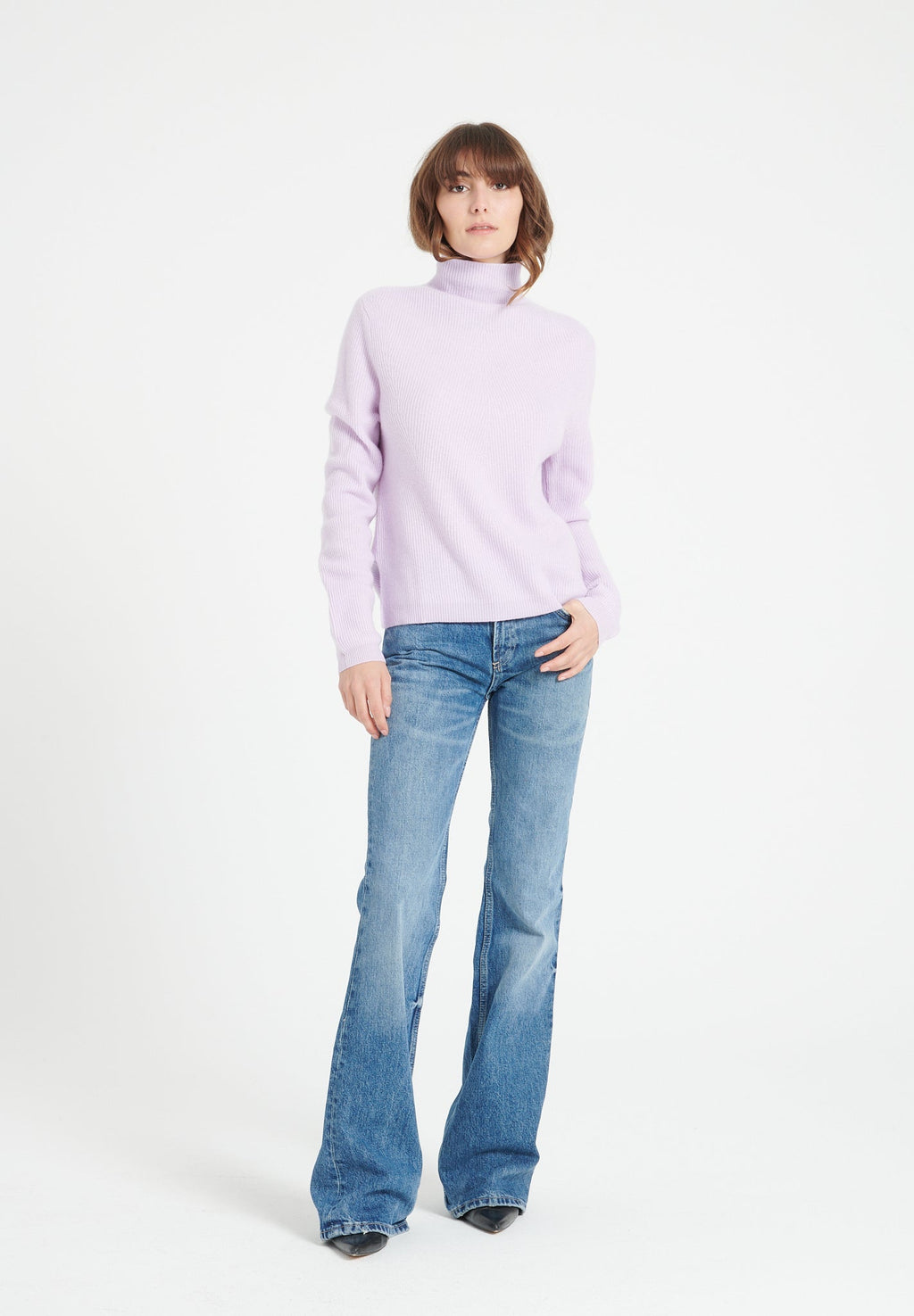 LILLY 26 Lilac cashmere turtleneck sweater