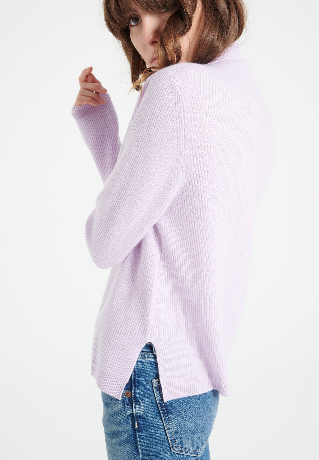 LILLY 26 Lilac cashmere turtleneck sweater