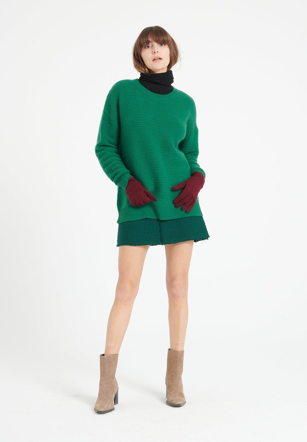 LILLY 30 4-thread cashmere round-neck sweater emerald green