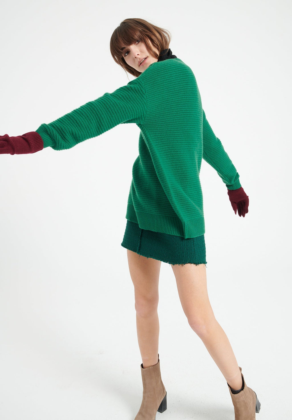 LILLY 30 4-thread cashmere round-neck sweater emerald green