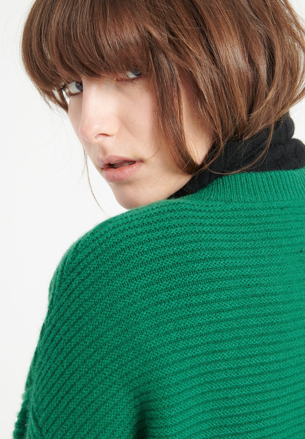 LILLY 30 4-thread cashmere round-neck sweater emerald green