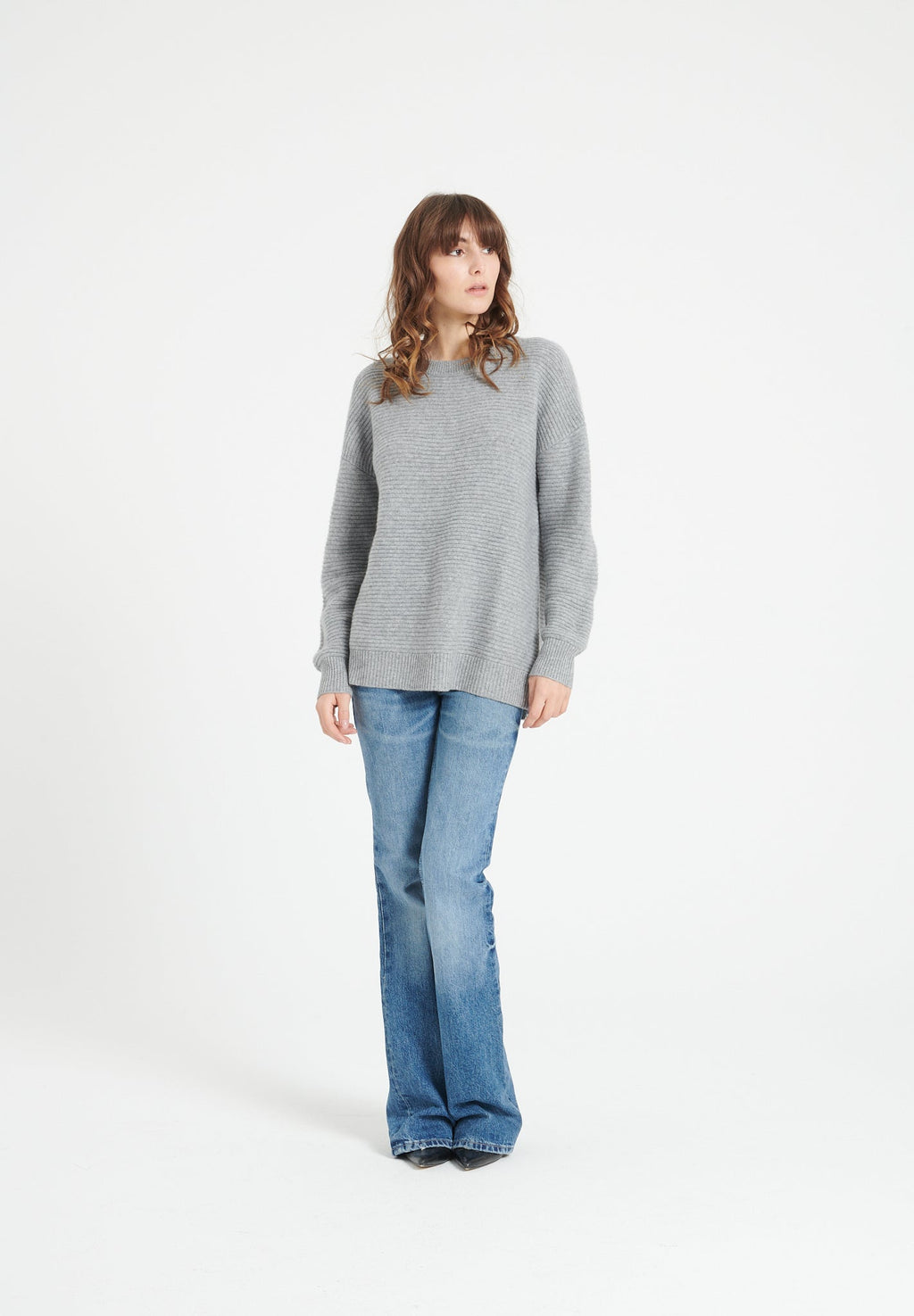 LILLY 30 4-thread cashmere round-neck sweater light grey