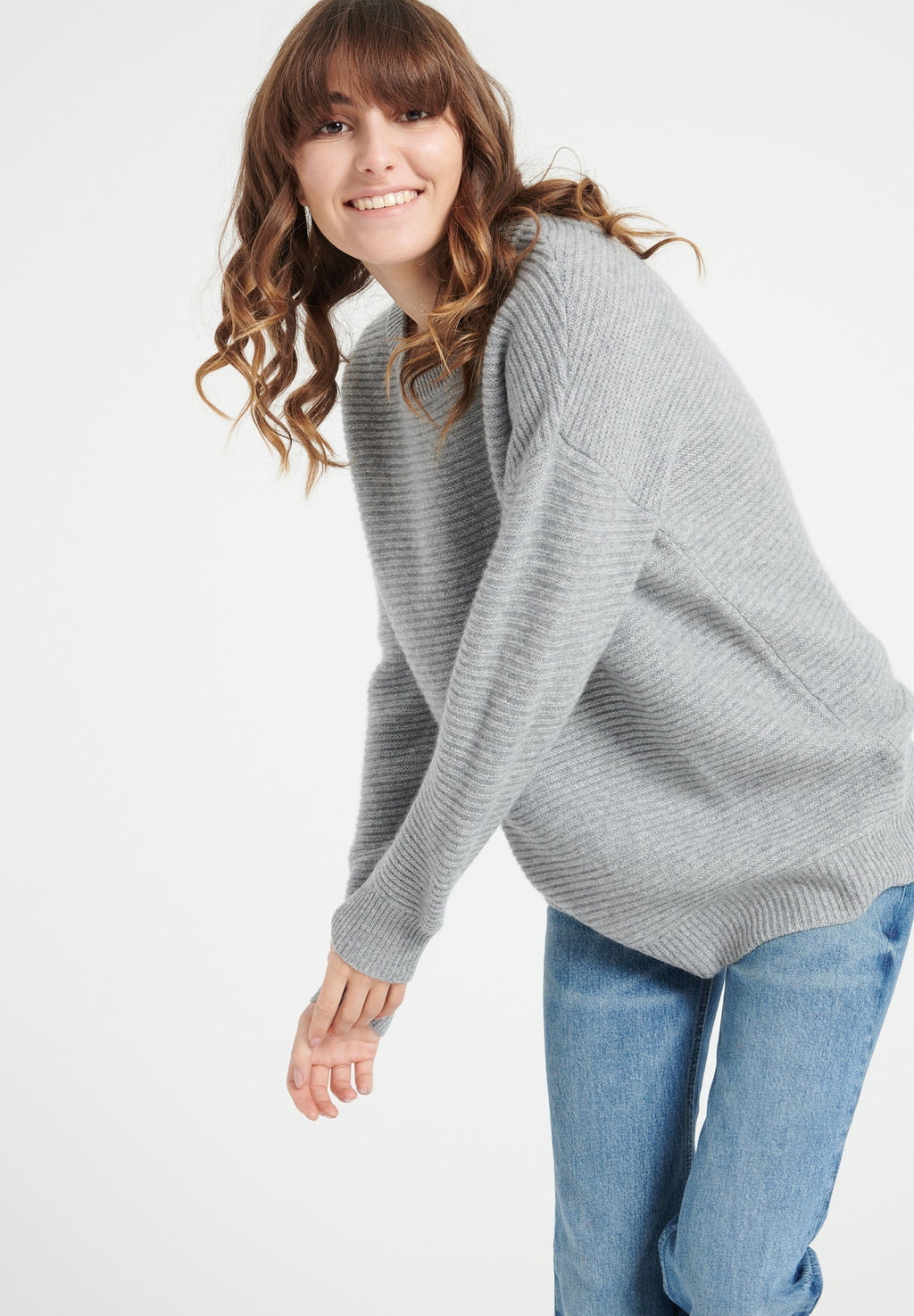 LILLY 30 4-thread cashmere round-neck sweater light grey