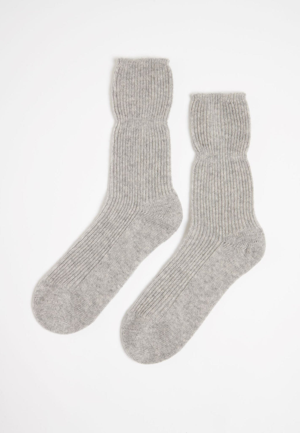 4-thread light grey ribbed socks