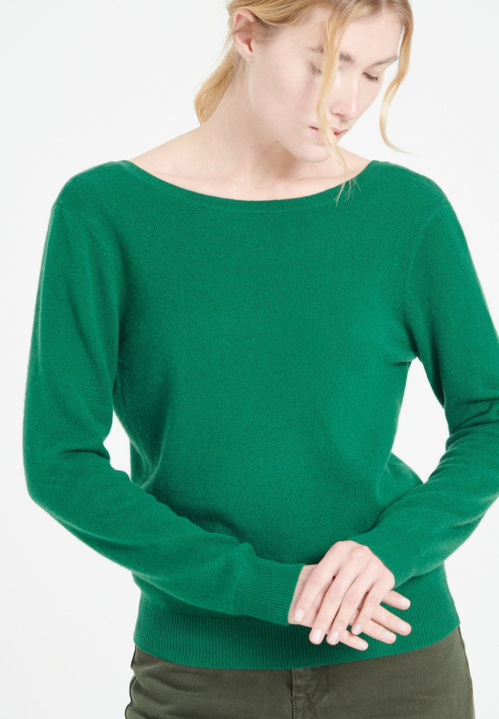 MIA 7 Emerald green cashmere V-neck sweater