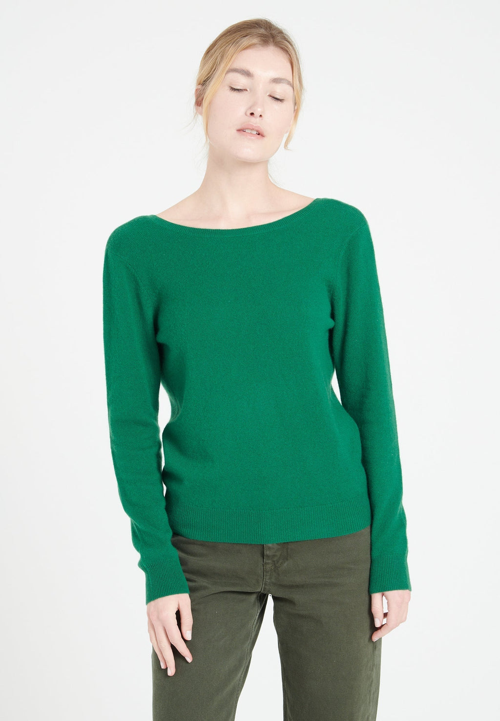 MIA 7 Emerald green cashmere V-neck sweater