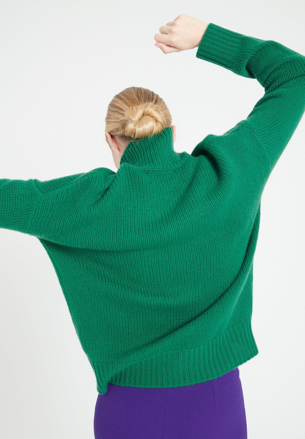 MIA 9 10-thread cashmere chimney-neck sweater emerald green